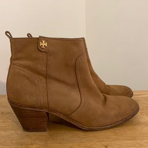Tory Burch suede ankle booties.